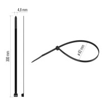 Stahovací páska 300×4,8 mm, černá, 100 ks
