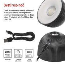 Namizna LED svetilka SOPHIE, polnilna, črna