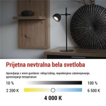 Namizna LED svetilka SOPHIE, polnilna, črna