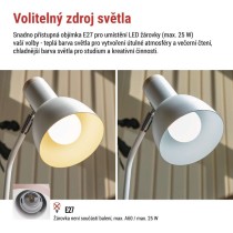 Stolní lampa POPPY na žárovku E27, bílá
