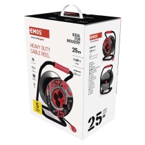 Kültéri kábeldob 25 m / 4 aljzat / fekete / gumi-neoprén / 230V / 1,5 mm2