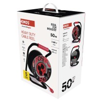 Kültéri kábeldob 50 m / 4 aljzat / fekete / gumi-neoprén / 230V / 1,5 mm2