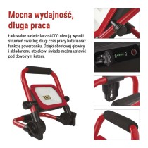 Przenośny naświetlacz LED ACCO ładowalny 20W zimna biel