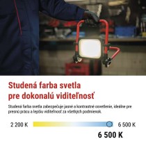 LED reflektor ACCO nabíjací prenosný, 35 W studená biela