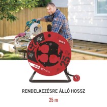 Kültéri kábeldob 25 m / 4 aljzat / fekete / gumi / 230 V / 2,5 mm2