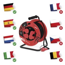 Kültéri kábeldob 25 m / 4 aljzat / fekete / gumi / 230 V / 2,5 mm2