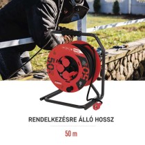 Kültéri kábeldob 50 m / 4 aljzat / fekete / gumi / 230 V / 2,5 mm2