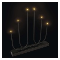 LED gyertyatartó, fém, fekete, 40 cm, 2x AA, beltéri, meleg fehér