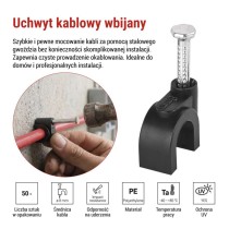 Zaczep kablowy 8 mm, czarna, 50 szt