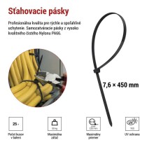Sťahovacia páska 450×7,6, čierna, 25 ks