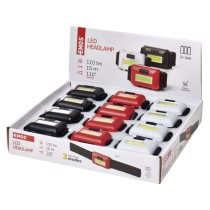 Latarka czołowa LED COB 1W, 110 lm, 15m 3× AAA, 12 szt, box
