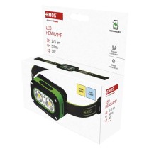 Latarka czołowa LED, 175 lm, Li-Pol 800 mAh ładowalna