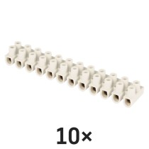 Skrutková svorkovnica 12× 6–10 mm2, 450 V, biela, 10 ks