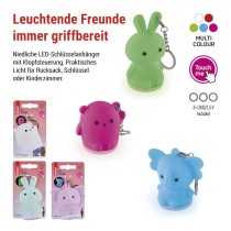 LED-Silikon-Schlüsselanhänger – Tiere, 12 Stück, Displaybox