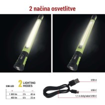 COB LED polnilna svetilka P4545, 1000 lm, 2600 mAh