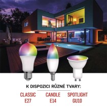 Chytrá LED žárovka GoSmart A65 / E27 / 14 W (94 W) / 1 400 lm / RGB / stmívatelná / WiFi