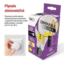 LED žiarovka Filament A60 / E27 / 11W (100W) / 1521 lm / teplá biela / stmievateľná