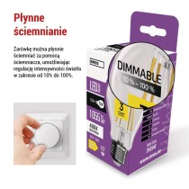 Żarówka LED Filament A60 / E27 / 7,5 W (75 W) / 1 055 lm / neutralna biel / ściemnialna
