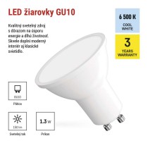 LED žiarovka Classic MR16 biela/ GU10 / 1,3 W (16 W) / 150 lm / Studená biela