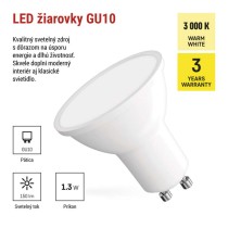 LED žiarovka Classic MR16 biela/ GU10 / 1,3 W (16 W) / 150 lm / Teplá biela