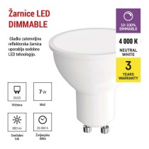 LED žarnica Classic MR16 / GU10 / 7 W (60 W) / 800 lm / nevtralno bela / zatemnilna
