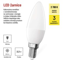 LED žarnica Classic Candle / E14 / 2,2 W (25 W) / 250 lm / toplo bela