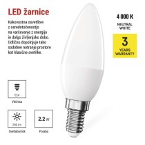 LED žarnica Classic Candle / E14 / 2,2 W (25 W) / 250 lm / Nevtralna bela
