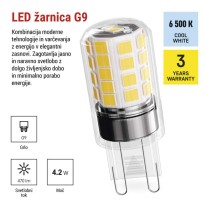 LED žarnica Classic JC / G9 / 4,2 W (40 W) / 470 lm / Hladna bela