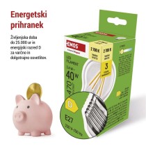 LED žarnica Filament A60 / E27 / 3,4 W (40 W) / 470 lm / Toplo bel