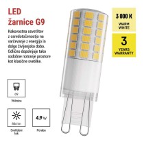 LED žarnica Classic JC / G9 / 4,9 W (60 W) / 806 lm / Toplo bel