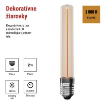 LED žiarovka DECO T30 / E27 / 2 W (11 W) / 100 lm / flame