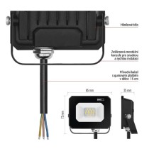 LED reflektor SIMPO 10 W, černý, neutrální bílá