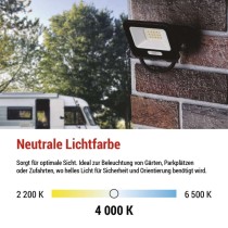 LED reflektor GLARO 10W, schwarz, IP65, 1000 lm, neutralweiß