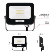 LED reflektor GLARO 10W, schwarz, IP65, 1000 lm, neutralweiß