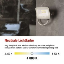 LED reflektor GLARO 10W, weiß, IP65, 1000 lm, neutralweiß