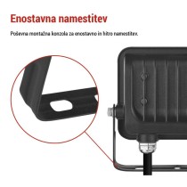 LED reflektor GLARO 20W, črni, IP65, 2000 lm, nevtralna bela