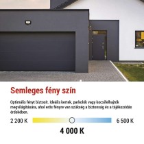 LED reflektor GLARO 30W, fekete, IP65, 3000 lm, természetes fehér