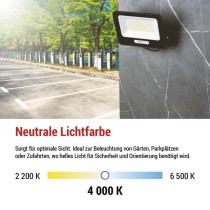 LED reflektor GLARO 50W, schwarz, IP65, 5000 lm, neutralweiß