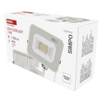 Naświetlacz LED SIMPO 10W, z czujn. PIR, biały, neutralna biel