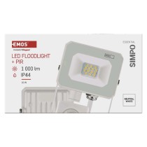 Naświetlacz LED SIMPO 10W, z czujn. PIR, biały, neutralna biel