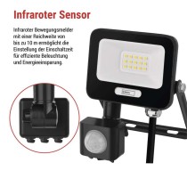 LED reflektor GLARO mit Bewegungssensor, 10 W, schwarz, IP54, 1000 lm, neutralweiß