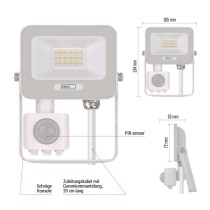 LED reflektor GLARO mit Bewegungssensor, 10 W,weiß, IP54, 1000 lm, neutralweiß