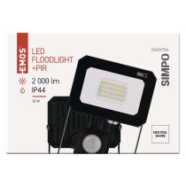 SIMPO LED prožektors ar kustības sensoru, 20 W, melns, neitrāli balts