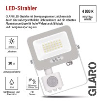 LED reflektor GLARO mit Bewegungssensor, 20 W,weiß, IP54, 2000 lm, neutralweiß