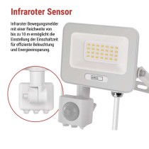 LED reflektor GLARO mit Bewegungssensor, 20 W,weiß, IP54, 2000 lm, neutralweiß