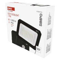 Naświetlacz LED SIMPO 50W,  z czujn. PIR, czarny, neutralna biel