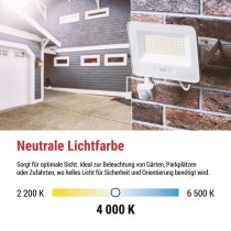 LED reflektor GLARO mit Bewegungssensor, 50 W,weiß, IP54, 5000 lm, neutralweiß