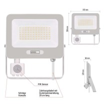 LED reflektor GLARO mit Bewegungssensor, 50 W,weiß, IP54, 5000 lm, neutralweiß
