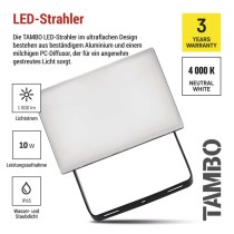 LED-Fluter TAMBO, 10 w, 1000 lm, IP65, schwarz