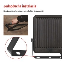 LED reflektor VISIO čierny, 100 W neutrálna biela